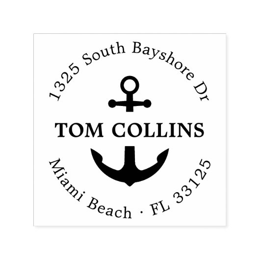 Elegant nautisch anker | Teruggaveadres Zelfinktende Stempel (Design)