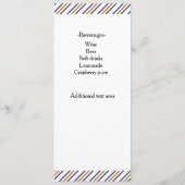 Elegant nautisch gestreept goudblauw trouwmenu menu (Achterkant)
