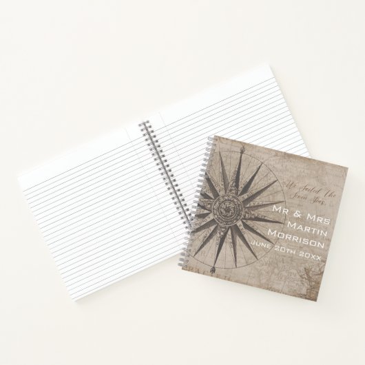 Elegant nautisch ivoor bruiloft gastenboek notitieboek (Binnen)