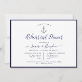 Elegant Nautisch Marine Blauw Anker Repetitie Dine Kaart (Voorkant)