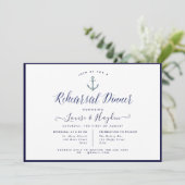 Elegant Nautisch Marine Blauw Anker Repetitie Dine Kaart (Staand voorkant)