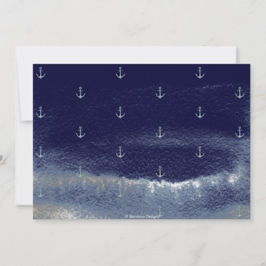 Elegant Nautisch Marine Blauw Anker Repetitie Dine Kaart (Achterkant)