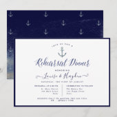 Elegant Nautisch Marine Blauw Anker Repetitie Dine Kaart (Voorkant / Achterkant)