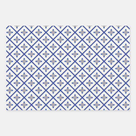 Elegant nautisch saffier blauw en wit inpakpapier vel (Voorkant)