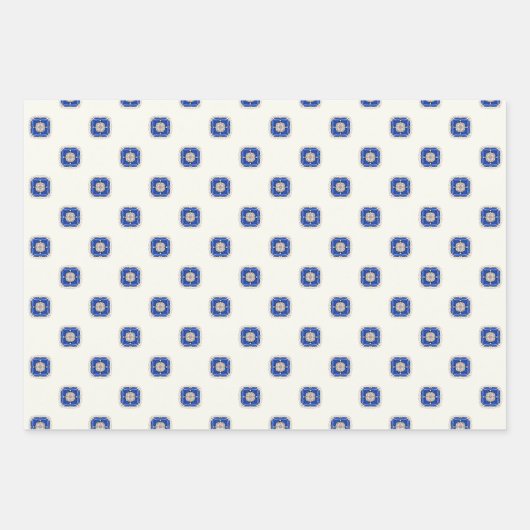 Elegant nautisch saffier blauw en wit inpakpapier vel (Voorkant 3)