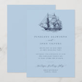 Elegant nautisch schip Sky Blue Wedding Kaart (Voorkant / Achterkant)