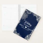 Elegant nautisch strand wit kant marineblauw planner (Display)