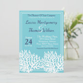 Elegant nautisch strand wit Zee koraal bruiloft Kaart (Staand voorkant)