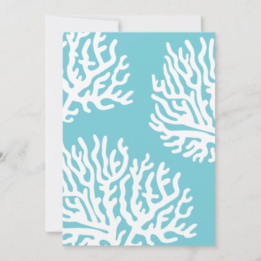 Elegant nautisch strand wit Zee koraal bruiloft Kaart (Achterkant)