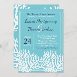 Elegant nautisch strand wit Zee koraal bruiloft Kaart