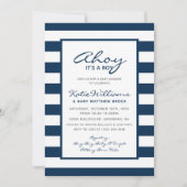 Elegant nautisch wit blauw ankerjongen Baby shower Kaart (Voorkant)