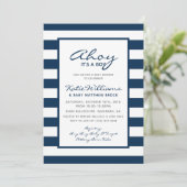 Elegant nautisch wit blauw ankerjongen Baby shower Kaart (Staand voorkant)