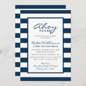 Elegant nautisch wit blauw ankerjongen Baby shower Kaart (Voorkant / Achterkant)