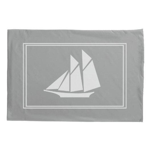 Elegant nautisch wit zeilboot silhouet kussensloop (Achterkant)