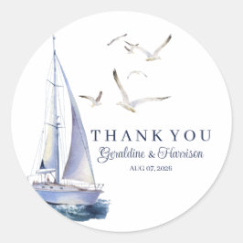Elegant nautisch zeilen bruiloft dank u Sticker