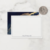 Elegant nautische marine blauw goud strand paar notitiekaartje (Voorkant / Achterkant in situ)