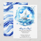 Elegant nautische Waterverf jongen Baby shower Kaart (Voorkant / Achterkant)