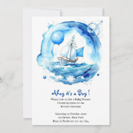 Elegant nautische Waterverf jongen Baby shower Kaart