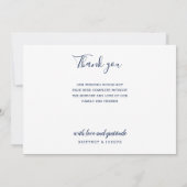 Elegant Navy 2 Photo Collage Wedding Bedankkaart (Achterkant)