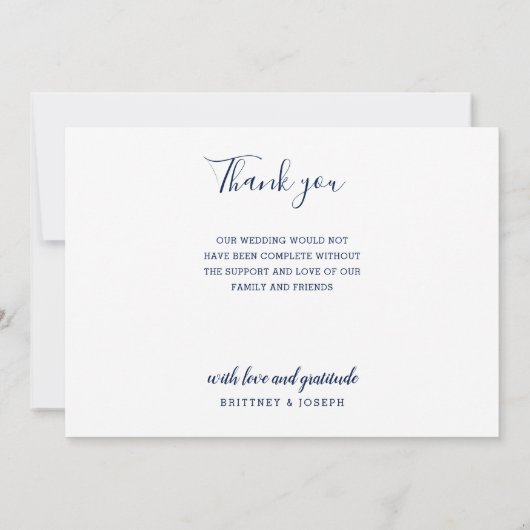 Elegant Navy 2 Photo Collage Wedding Bedankkaart (Achterkant)