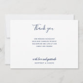 Elegant Navy 2 Photo Collage Wedding Notitiekaartje (Achterkant)