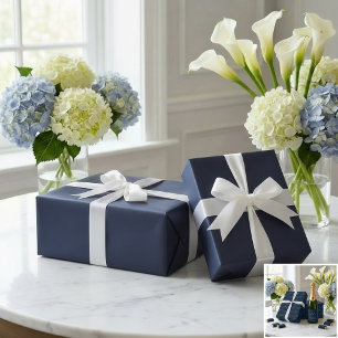 Elegant Navy 80ste verjaardag Cadeaupapier