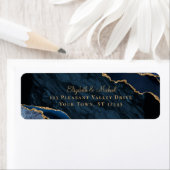 Elegant Navy Agate Wedding Return Address Etiket (Insitu)
