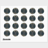 Elegant Navy and Beige Boho Botanical Ronde Sticker (Vel)