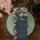 Elegant Navy and Beige Wildflower Botanical Menu