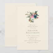 Elegant Navy and Blush Floral Bridal Brunch Kaart (Voorkant / Achterkant)