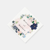 Elegant Navy and Blush Pink Floral Wedding Servet (Hoek)