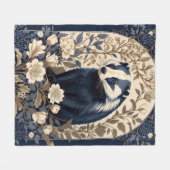 Elegant Navy and Cream Badger Floral Fleece Deken (Voorkant (Horizontaal))