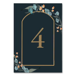 Elegant Navy and Dusty Blue Botanical Kaart