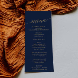 Elegant Navy and Flat Gold Calligraphy Dinner Menu