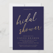 Elegant Navy and Gold | Bridal Shower-uitnodiginge Kaart (Voorkant)