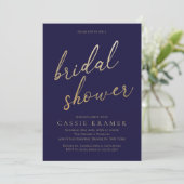 Elegant Navy and Gold | Bridal Shower-uitnodiginge Kaart (Staand voorkant)