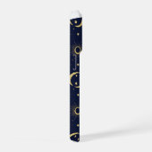 Elegant Navy and Gold Celestial Moon & Sun Pattern iPhone Hoesje (Rechterkant)