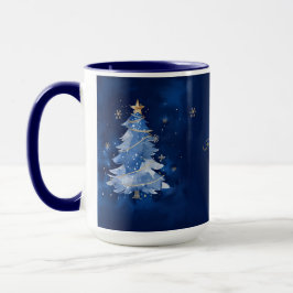 Elegant Navy and Gold Christmas Tree Personalized  Mok
