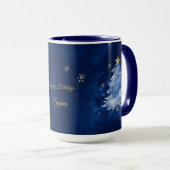 Elegant Navy and Gold Christmas Tree Personalized Mok (Voorkant rechts)