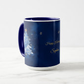 Elegant Navy and Gold Christmas Tree Personalized Mok (Voorkant links)