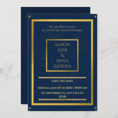 Elegant Navy and Gold Decorated Kaart (Voorkant / Achterkant)