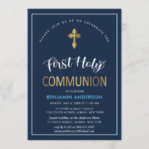 Elegant Navy and Gold First Heilige Communie