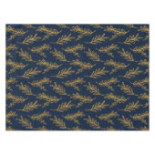 Elegant Navy and Gold Floral Sprig Table Cloth Tafelkleed (Voorkant (Horizontaal))