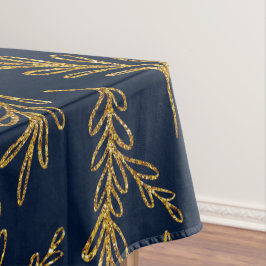 Elegant Navy and Gold Floral Sprig Table Cloth Tafelkleed