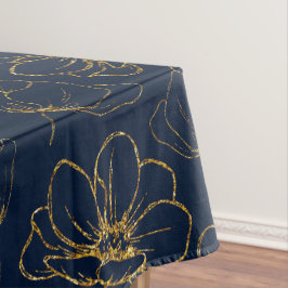Elegant Navy and Gold Floral Table Cloth Tafelkleed
