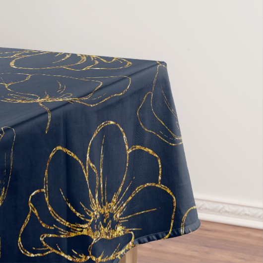 Elegant Navy and Gold Floral Table Cloth Tafelkleed (Voorbeeld)