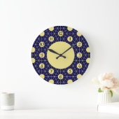 Elegant Navy and Gold Geometric Tile Pattern Grote Klok (Huis)