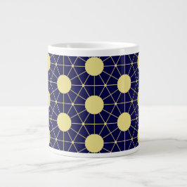Elegant Navy and Gold Geometric Tile Pattern Grote Koffiekop