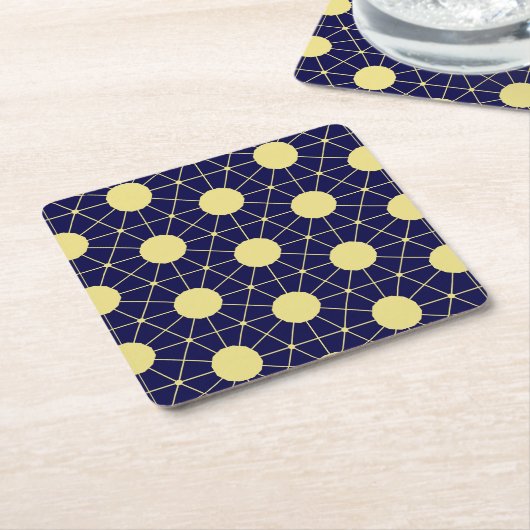 Elegant Navy and Gold Geometric Tile Pattern Kartonnen Onderzetters (Schuin)