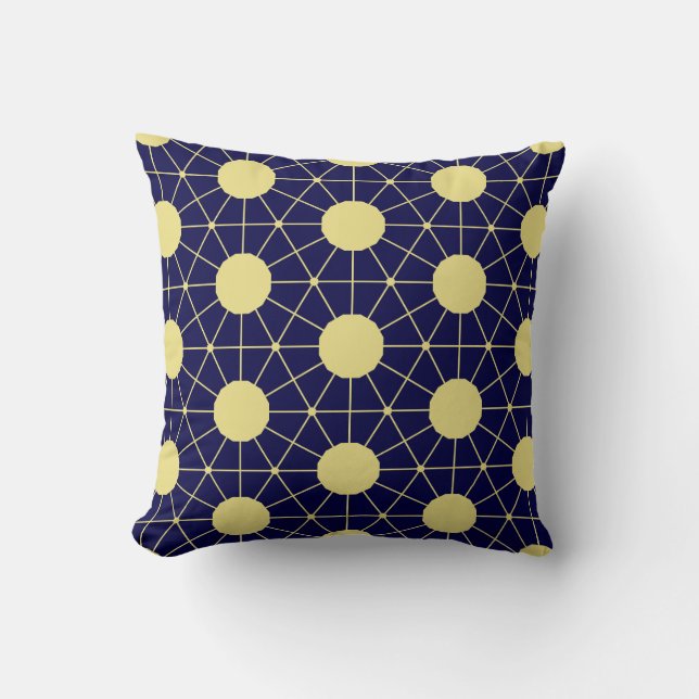 Elegant Navy and Gold Geometric Tile Pattern Kussen (Voorkant)